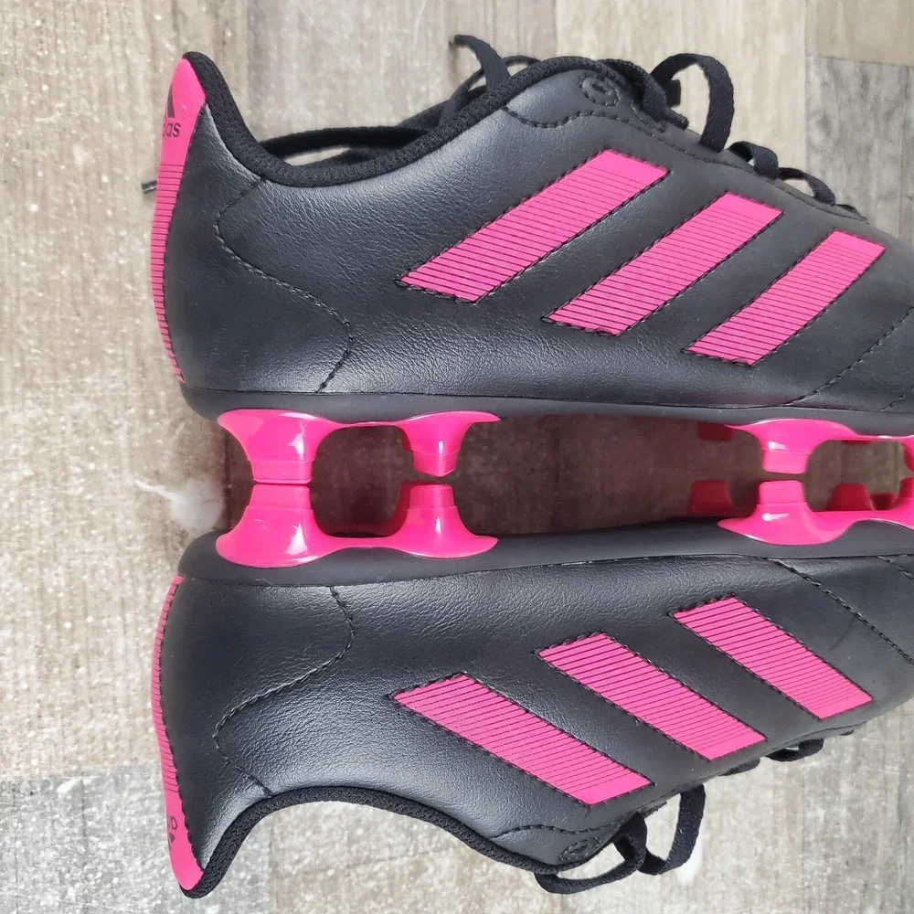 Adidas Goletto VIII FG Kids Shoes Sz 6 Black Pink Leather Lace-Up Soccer Cleats